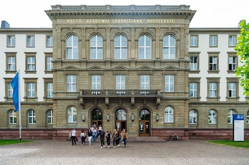 Main campus of Justus Liebig University Giessen in Germany, featuring modern lecture halls, research facilities, and student residences