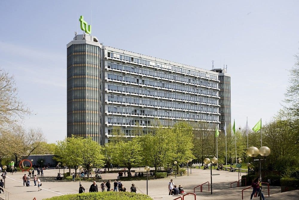 Main campus of Technical University of Dortmund, Germany, featuring modern academic buildings, research facilities, and student residences