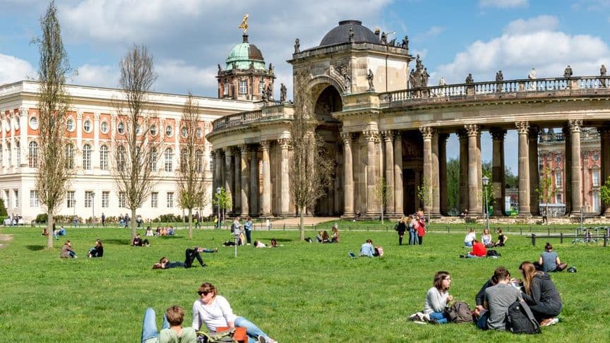 University of Potsdam main campus with modern buildings and green surroundings in Potsdam, Germany